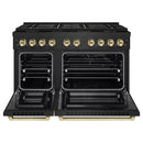 ZLINE Autograph Edition 48-Inch 6.7 cu. ft. Paramount Dual Fuel Range with 8 Burner DuoPro™ Cooktop and Dual Ovens in Black Stainless Steel and Polished Gold Accents (PSDRBZ-48-G)