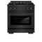 ZLINE 30-Inch 4.2 cu. ft. Paramount Dual Fuel Range with 4 Burner Gas Cooktop and Electric Convection Oven in Black Stainless Steel (SDRB-30)