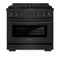 ZLINE 36-Inch 5.2 cu. ft. Paramount Dual Fuel Range with 6 Burner Gas Cooktop and Electric Convection Oven in Black Stainless Steel (SDRB-36)