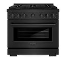 ZLINE 36-Inch 5.2 cu. ft. Paramount Dual Fuel Range with Gas Cooktop and Electric Convection Oven in Black Stainless Steel with 6 Brass Burners (SDRB-BR-36)