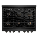 ZLINE 36-Inch 5.2 cu. ft. Paramount Dual Fuel Range with Gas Cooktop and Electric Convection Oven in Black Stainless Steel with 6 Brass Burners (SDRB-BR-36)