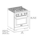 ZLINE 4-Piece Appliance Package - 30-Inch Gas Range, Refrigerator with Water Dispenser, Convertible Wall Mount Hood, and Microwave Oven in Black Stainless Steel (4KPRW-SGRBRH30-MWO)