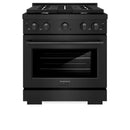 ZLINE 3-Piece Appliance Package - 30-Inch Gas Range, 24-Inch Microwave Oven & Convertible Wall Mount Hood in Black Stainless Steel (3KP-SGRBRHMWO-30)