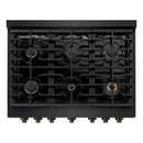 ZLINE 3-Piece Appliance Package - 36-Inch Paramount Gas Range, 36-Inch French Door Refrigerator with Water Dispenser, Dishwasher, in Black Stainless Steel