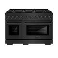 ZLINE 48-Inch Paramount Gas Range with 8 Gas Burners and 6.7 cu. ft. Gas Double Oven in Black Stainless Steel (SGRB-48)