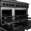 ZLINE 5-Piece Appliance Package - 48-Inch Paramount Gas Range, Wall Mount Range Hood, 36-Inch French Door Refrigerator with Water Dispenser, Dishwasher, and 30-Inch Microwave Drawer in Black Stainless Steel