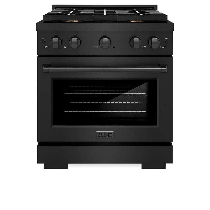 ZLINE 30-Inch Paramount Gas Range with 4.2 cu. ft. Convection Gas Oven in Black Stainless Steel with 4 Brass Burners (SGRB-BR-30)