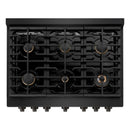 ZLINE 36-Inch Paramount Gas Range with 5.2 cu. ft. Convection Gas Oven in Black Stainless Steel with 6 Brass Burners (SGRB-BR-36)