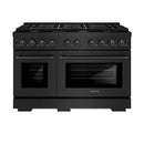 ZLINE 48-Inch Paramount Gas Range with 8 Gas Brass Burners and 6.7 cu. ft. Gas Double Oven in Black Stainless Steel (SGRB-BR-48)