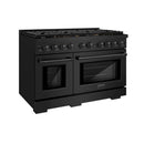ZLINE 48-Inch Paramount Gas Range with 8 Gas Brass Burners and 6.7 cu. ft. Gas Double Oven in Black Stainless Steel (SGRB-BR-48)