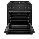 ZLINE 30-Inch 4.2 cu. ft. Paramount Gas Range with 4 Burner DuoPro™ Cooktop and Convection Gas Oven in Black Stainless Steel (PSGRB-30)