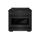 ZLINE 36-Inch 5.2 cu. ft. Paramount Gas Range with 6 Burner DuoPro™ Cooktop and Convection Gas Oven in Black Stainless Steel (PSGRB-36)