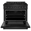 ZLINE 36-Inch 5.2 cu. ft. Paramount Gas Range with 6 Burner DuoPro™ Cooktop and Convection Gas Oven in Black Stainless Steel (PSGRB-36)