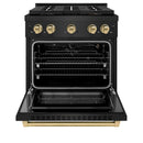 ZLINE Autograph Edition 30 in. 4.2 cu. ft. Paramount Gas Range with 4 Burner DuoPro™ Cooktop and Convection Gas Oven in Black Stainless Steel and Champagne Bronze Accents (PSGRBZ-30-CB)