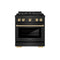 ZLINE Autograph Edition 30 in. 4.2 cu. ft. Paramount Gas Range with 4 Burner DuoPro™ Cooktop and Convection Gas Oven in Black Stainless Steel and Polished Gold Accents (PSGRBZ-30-G)