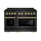 ZLINE Autograph Edition 48-Inch 6.7 cu. ft. Paramount Gas Range with 8 Burner DuoPro™ Cooktop and Dual Ovens in Black Stainless Steel and Polished Gold Accents (PSGRBZ-48-G)