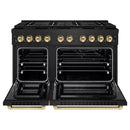 ZLINE Autograph Edition 48-Inch 6.7 cu. ft. Paramount Gas Range with 8 Burner DuoPro™ Cooktop and Dual Ovens in Black Stainless Steel and Polished Gold Accents (PSGRBZ-48-G)
