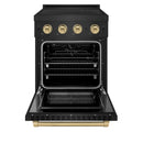 ZLINE Autograph Edition 24-Inch 3.2 cu. ft. Paramount Induction Range with 3 Element Cooktop and Electric Convection Oven in Black Stainless Steel with Champagne Bronze Accents (SINRBZ-24-CB)