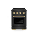 ZLINE Autograph Edition 24-Inch 3.2 cu. ft. Paramount Induction Range with 3 Element Cooktop and Electric Convection Oven in Black Stainless Steel with Champagne Bronze Accents (SINRBZ-24-CB)