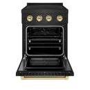 ZLINE Autograph Edition 24-Inch 3.2 Cu. Ft. Paramount Induction Range with 3 Element Cooktop and Electric Convection Oven in Black Stainless Steel with Polished Gold Accents (SINRBZ-24-G)