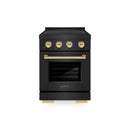 ZLINE Autograph Edition 24-Inch 3.2 Cu. Ft. Paramount Induction Range with 3 Element Cooktop and Electric Convection Oven in Black Stainless Steel with Polished Gold Accents (SINRBZ-24-G)