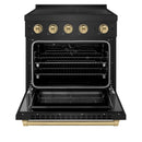 ZLINE Autograph Edition 30 in. 4.2 cu. ft. Paramount Induction Range with 4 Element Cooktop and Electric Convection Oven in Black Stainless Steel with Champagne Bronze Accents (SINRBZ-30-CB)
