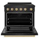 ZLINE Autograph Edition 36-Inch 5.2 Cu.Ft. Paramount Induction Range with 5 Element Cooktop and Electric Convection Oven in Black Stainless Steel with Champagne Bronze Accents (SINRBZ-36-CB)