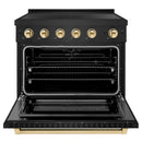 ZLINE Autograph Edition 36-Inch 5.2 Cu. Ft. Paramount Induction Range with 5 Element Cooktop and Electric Convection Oven in Black Stainless Steel with Polished Gold Accents (SINRBZ-36-G)