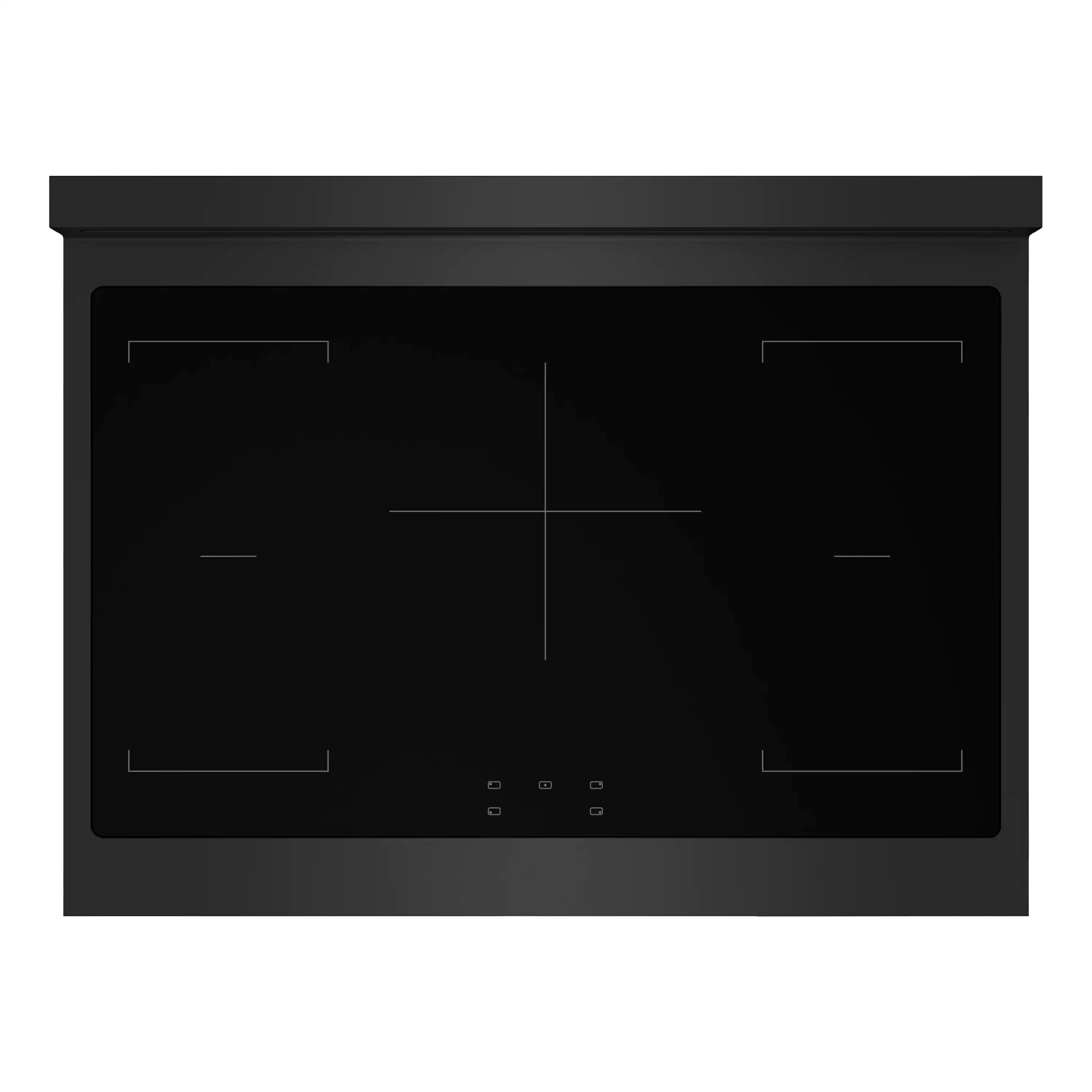 Black induction cooktop glass surface with touch controls