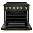 ZLINE Autograph Edition 36-Inch 5.2 Cu. Ft. Paramount Induction Range with 5 Element Cooktop and Electric Convection Oven in Black Stainless Steel with Champagne Bronze Helix Handle and Knob Accents (SINRBZ-36-KCB)