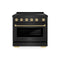 ZLINE Autograph Edition 36-Inch 5.2 Cu. Ft. Paramount Induction Range with 5 Element Cooktop and Electric Convection Oven in Black Stainless Steel with Champagne Bronze Helix Handle and Knob Accents (SINRBZ-36-KCB)
