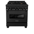 ZLINE 30-inch Legacy Series Dual Fuel Range with 4 Gas Brass Burner Stove and 4.0 Cu. Ft. Electric Oven in Black Stainless Steel (RAB-BR-30)