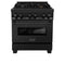 ZLINE 30-inch Legacy Series Dual Fuel Range with 4 Gas Brass Burner Stove and 4.0 Cu. Ft. Electric Oven in Black Stainless Steel (RAB-BR-30)