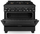 ZLINE 36-inch Legacy Series Black Stainless 4.6 Cu.Ft. 6 Gas Burner/Electric Oven Range with Brass Burners (RAB-BR-36)