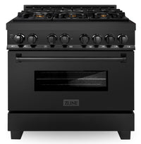 ZLINE 36-inch Legacy Series Black Stainless 4.6 Cu.Ft. 6 Gas Burner/Electric Oven Range with Brass Burners (RAB-BR-36)