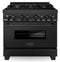 ZLINE 36-Inch Black Stainless 4.6 Cu.Ft. 6 Gas Burner/Electric Oven Range with Brass Burners (RAB-BR-36)