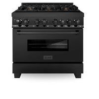ZLINE 36-inch Legacy Series Black Stainless 4.6 Cu.Ft. 6 Gas Burner/Electric Oven Range with Brass Burners (RAB-BR-36)