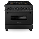 ZLINE 36-inch Legacy Series Black Stainless 4.6 Cu.Ft. 6 Gas Burner/Electric Oven Range with Brass Burners (RAB-BR-36)