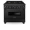 ZLINE 36-inch Legacy Series Black Stainless 4.6 Cu.Ft. 6 Gas Burner/Electric Oven Range with Brass Burners (RAB-BR-36)