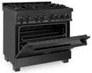 ZLINE 36-inch Legacy Series Black Stainless 4.6 Cu.Ft. 6 Gas Burner/Electric Oven Range with Brass Burners (RAB-BR-36)