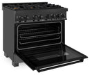 ZLINE 36-inch Legacy Series Black Stainless 4.6 Cu.Ft. 6 Gas Burner/Electric Oven Range with Brass Burners (RAB-BR-36)
