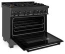 ZLINE 2-Piece Appliance Package - 36-Inch Dual Fuel Range & Convertible Wall Mount Range Hood in Black Stainless Steel