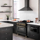 ZLINE Legacy Series Autograph Edition 36-inch Dual Fuel Range with 6 Gas Burner Stove and 4.6 Cu. Ft. Electric Oven in Black Stainless Steel with Champagne Bronze Accents (RABZ-36-CB)