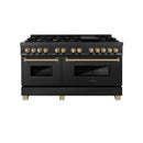 ZLINE Legacy Series Autograph Edition 60-inch Dual Fuel Range with Gas Stove and 7.4 Cu. Ft. Electric Oven in Black Stainless Steel with Champagne Bronze Accents (RABZ-60-CB)