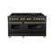 ZLINE Legacy Series Autograph Edition 60-inch Dual Fuel Range with Gas Stove and 7.4 Cu. Ft. Electric Oven in Black Stainless Steel with Champagne Bronze Accents (RABZ-60-CB)
