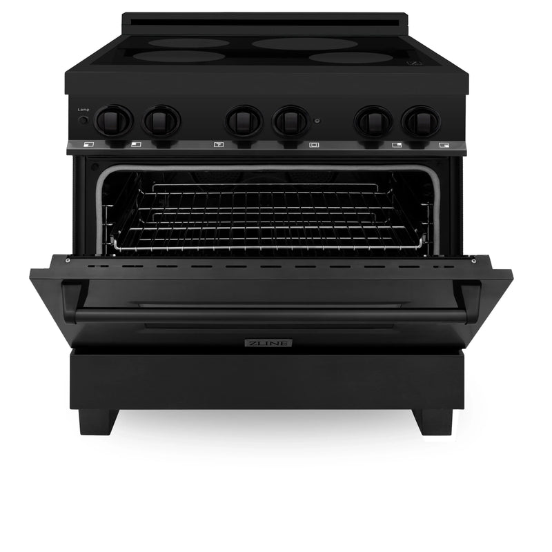 ZLINE 2-Piece Appliance Package - 36-Inch Induction Range, with Wall Mount Range Hood in Black Stainless Steel