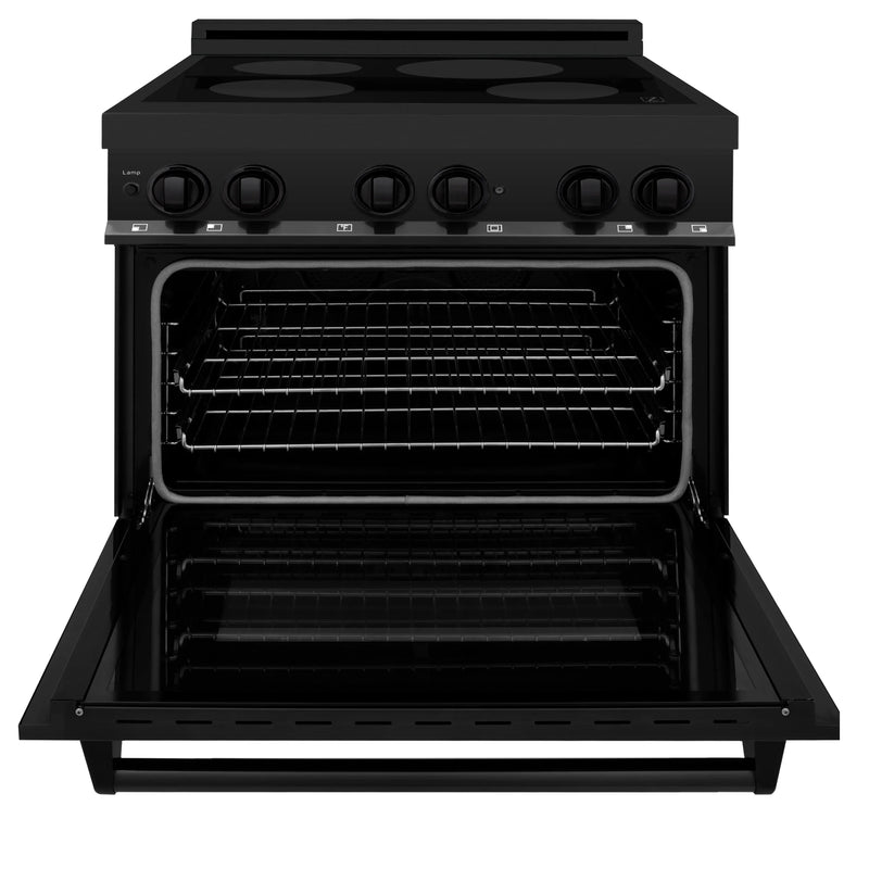 ZLINE 2-Piece Appliance Package - 36-Inch Induction Range, with Wall Mount Range Hood in Black Stainless Steel