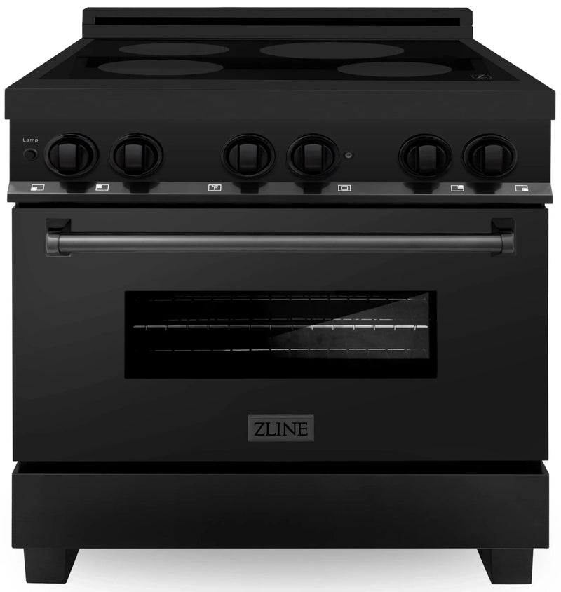 ZLINE 2-Piece Appliance Package - 36-Inch Induction Range, with Wall Mount Range Hood in Black Stainless Steel