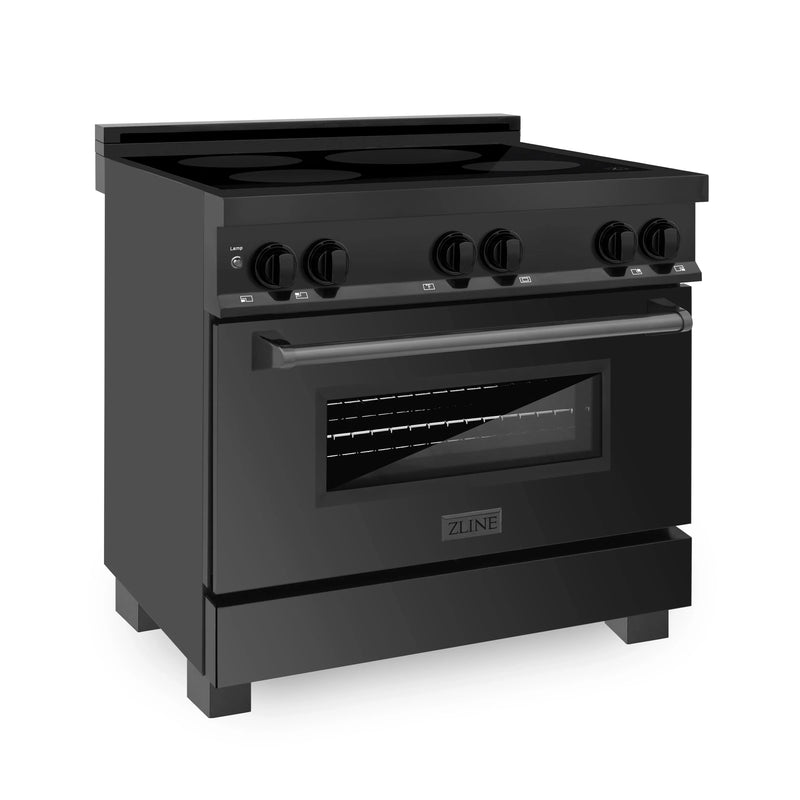 ZLINE 2-Piece Appliance Package - 36-Inch Induction Range, with Wall Mount Range Hood in Black Stainless Steel