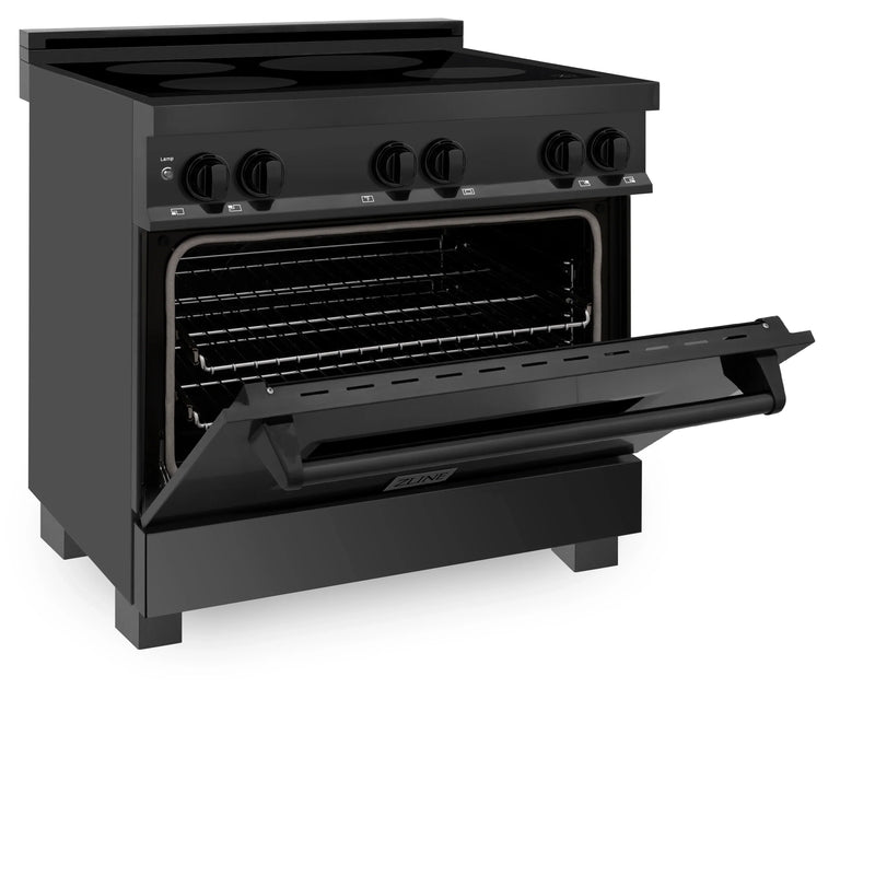 ZLINE 2-Piece Appliance Package - 36-Inch Induction Range, with Wall Mount Range Hood in Black Stainless Steel